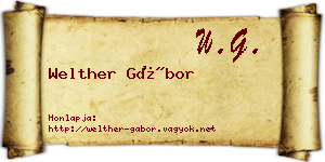Welther Gábor névjegykártya